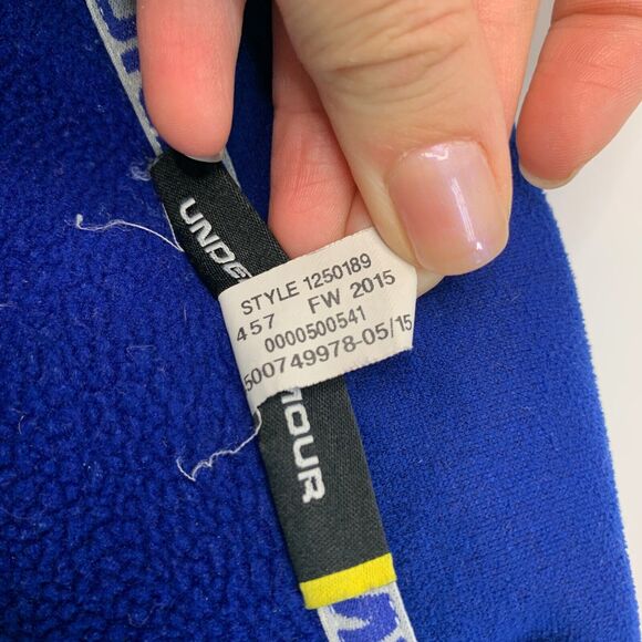 Under Armour Sweater Mens S Small Royal Blue ColdGear 1/4 Zip Fleece Pullover - Picture 6 of 13